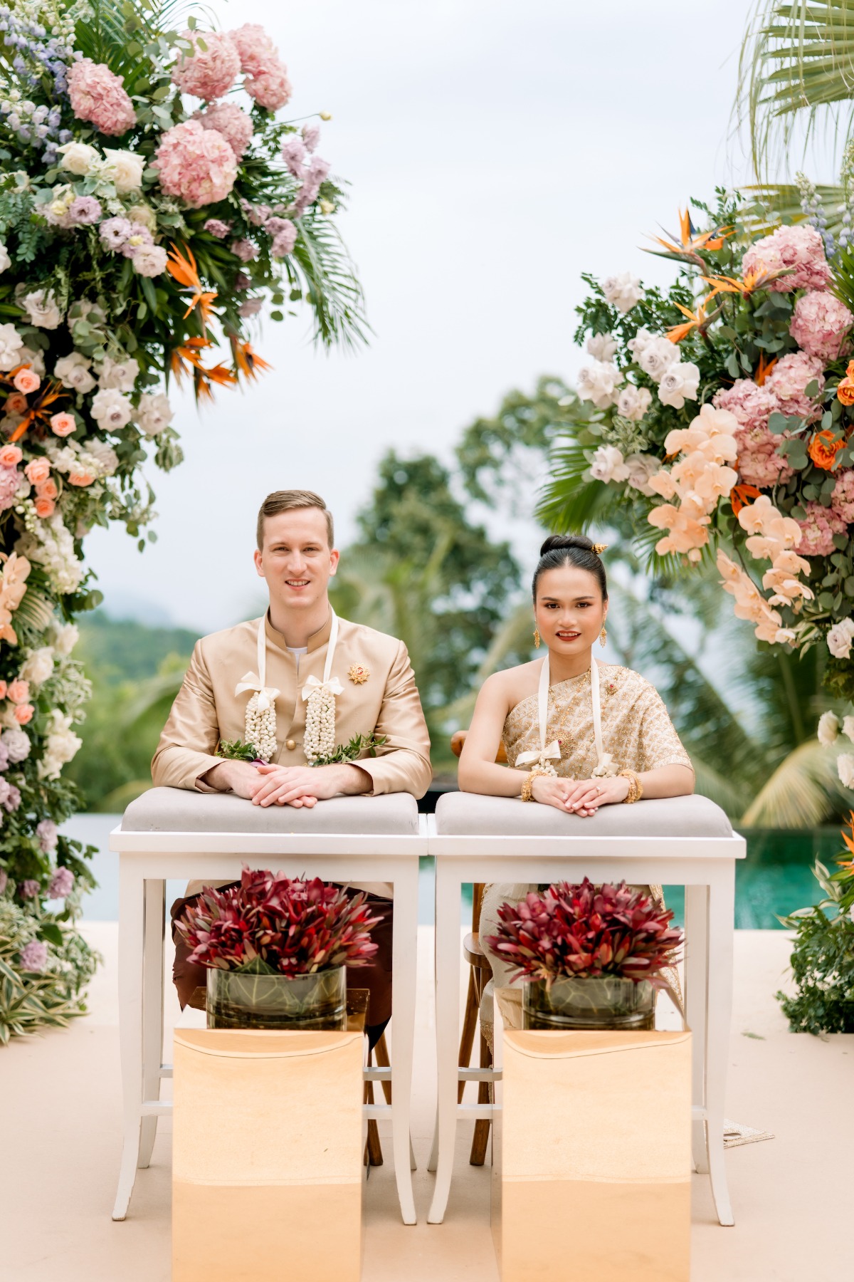 pink and gold thai wedding inspiration