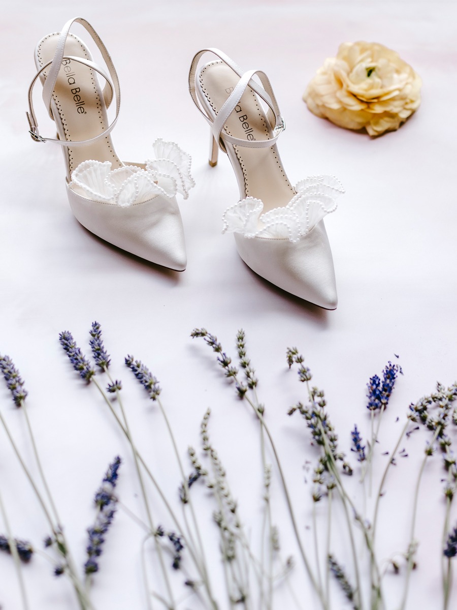 white satin bridal shoes