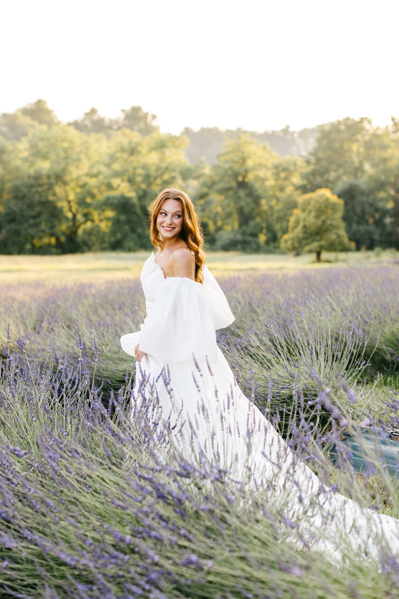 off the shoulder wedding dress with princess sleeves