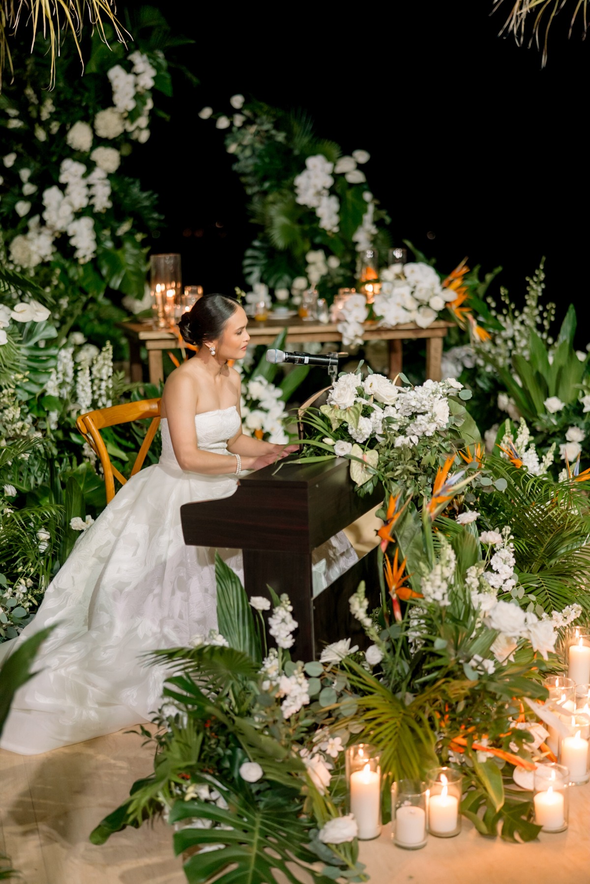 bride performing at wedding reception