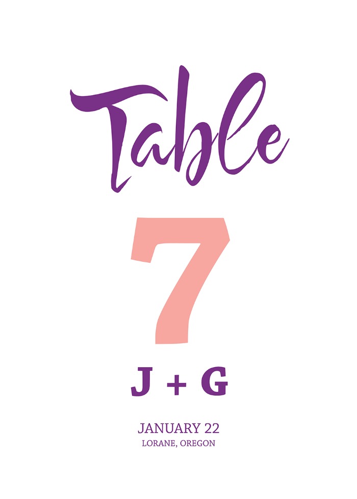 Free Wedding Modern Table Number  Printable