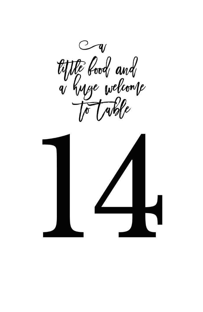 Free Romeo + Juliet Table Numbers